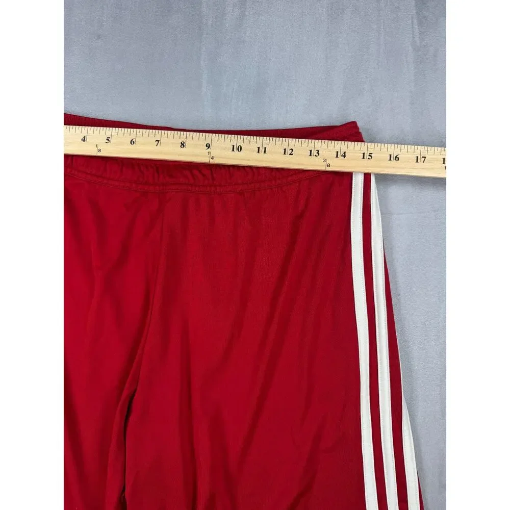 Adidas Embroidered Climalite Men's Shorts L Red 3-Stripe Athletic Gym 7” Inseam